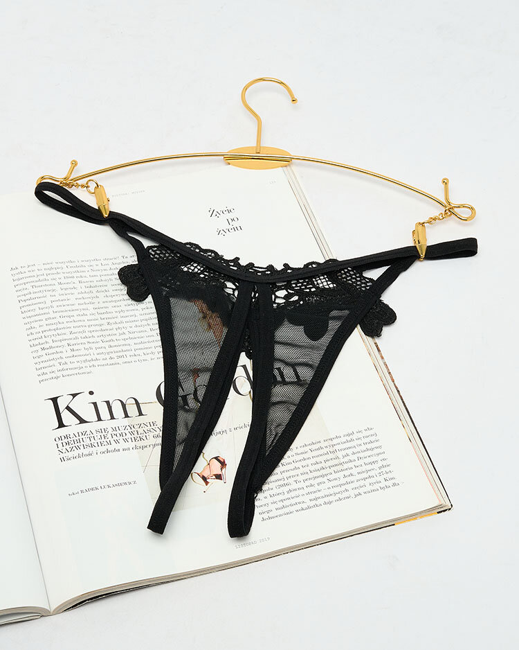 Royalfashion Chiloți tanga de damă din dantelă neagră