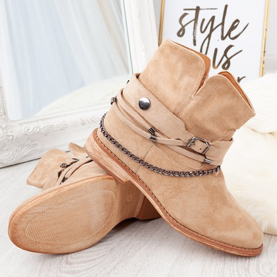 Cizme de cowboy bej pe toc Salem - Încălțăminte