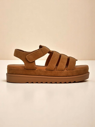 Sandały damskie Callista Camel pe platforma Royalfashion skura ekologiczna