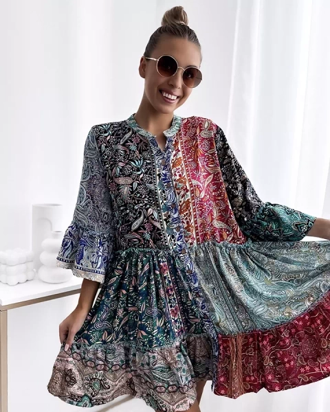 Royalfashion Rochie scurtă pentru femei cu model colorat