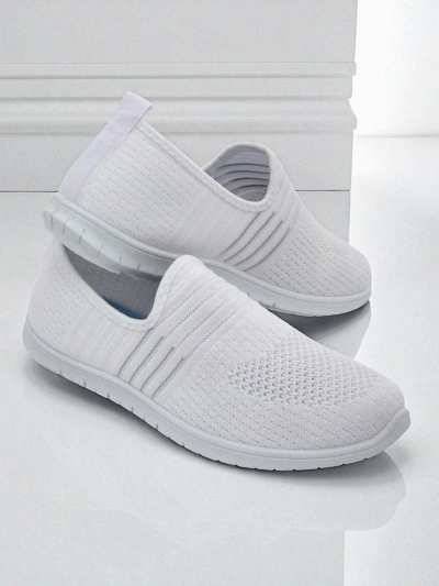 Damskie biale slip-ony Tkanina Callisto – lekkie buty na wiosne i lato