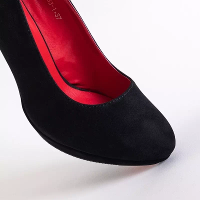 Pompe negre pe toc stiletto cu decor Misteral - Încălțăminte