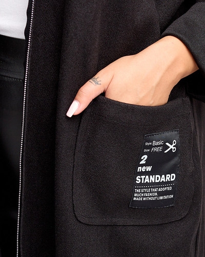 Jachetă neagră de damă cu inscripții - Îmbrăcăminte