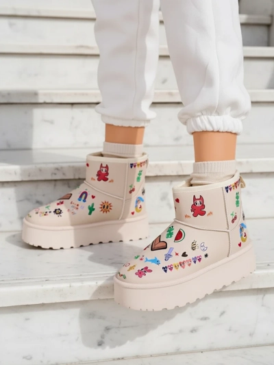 Ghete scurte de iarnă pentru femei Royalfashion cu stickere Hanaga