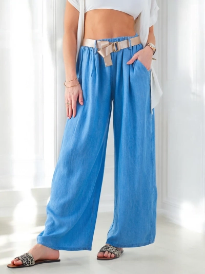 Pantaloni largi airy pentru femei Royalfashion cu curea
