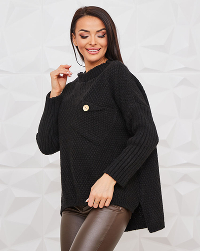 Royalfashion Pulover negru pentru femei