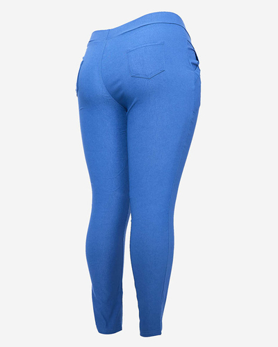 Pantaloni teggings albastru pentru femei PLUS SIZE- Îmbrăcăminte