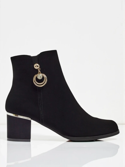 Botine damă eco piele cu toc gros Norevaya