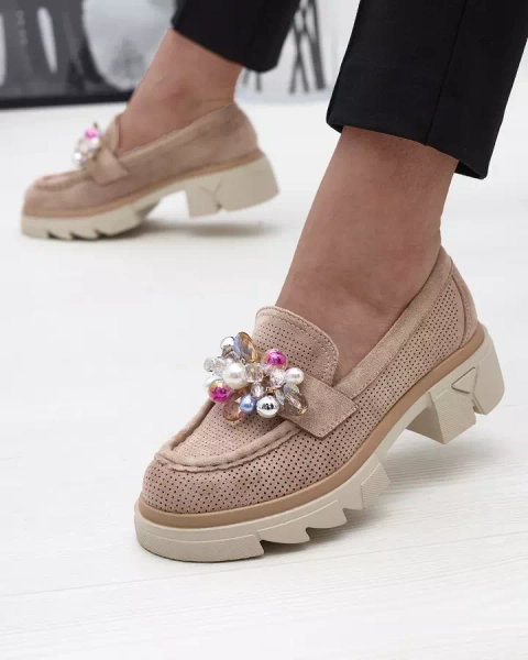 Mocasini de damă maro deschis de culoare maro deschis Peloga- Footwear