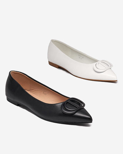 OUTLET Balerini albi ascuțiți de damă cu ornament pe vârf Manico - Încălțăminte