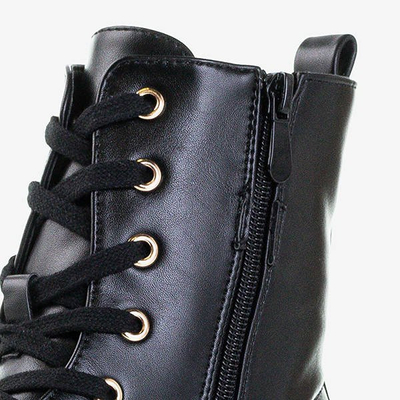 Czarne damskie eko-skórzane workery Minna - Obuwie