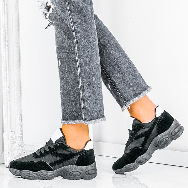 Czarne buty sportowe na wyższej podeszwie Faith - Obuwie