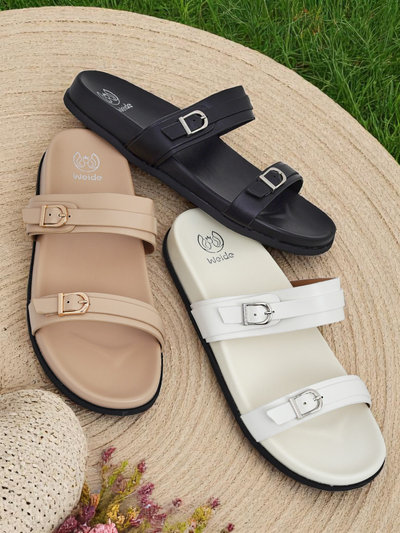 Royalfashion Papuci de damă din piele ecologică EcoTwins Slides