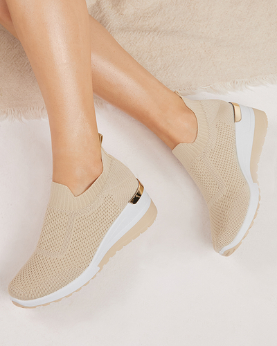 OUTLET Pantofi sport dama bej cu pană Rishmia - Încălțăminte