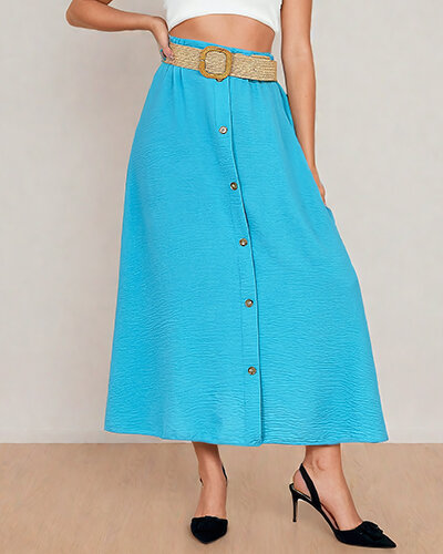 Royalfashion Fustă midi de damă cu curea