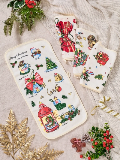Setul de vacanță Royalfashion cu 4 prosoape de bucătărie Merry Xmas