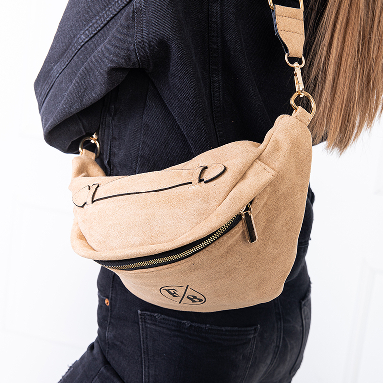 Geanta de talie aurie, piele intoarsa ecologica pentru femei - Accesorii