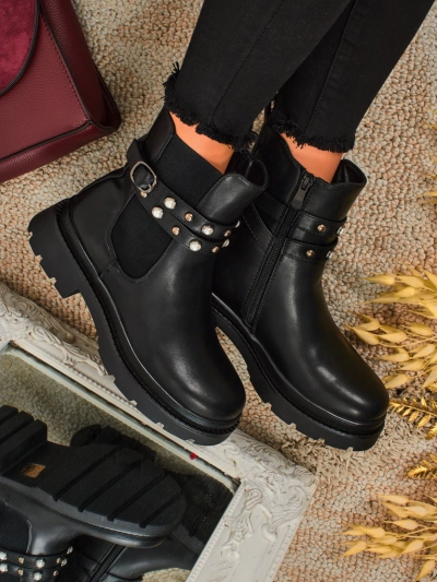 Botine înalte de damă din piele ecologică Pearl Mist