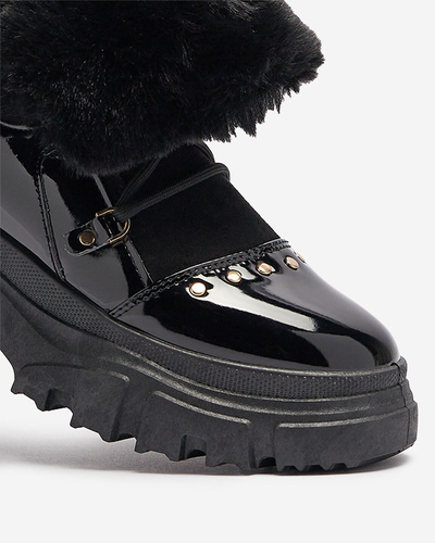 Cizme de zăpadă cu șiret pentru femei negre Fentes- Footwear