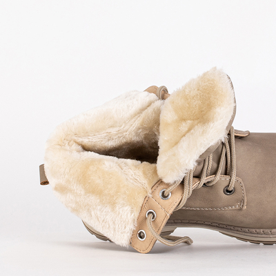 Cizme de dama bej mate Misqa- Incaltaminte