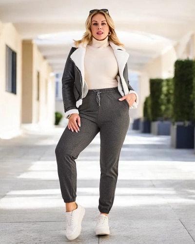 Pantaloni de trening plus size din fleece Royalfashion pentru femei