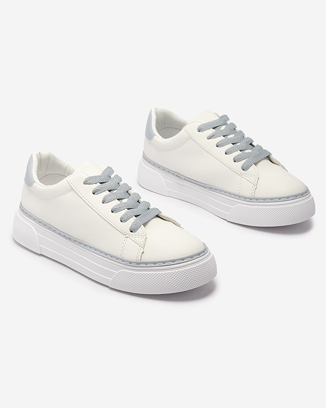 Adidași sport de damă albi cu inserții albastre Assalia - Încălțăminte