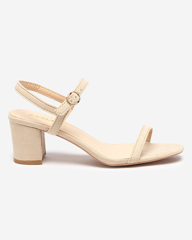 OUTLET Sandale de dama pe post in bej Usopi-Incaltaminte