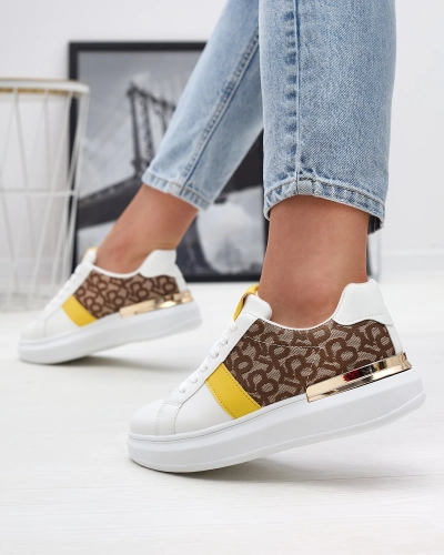 Royalfashion Pantofi sport pentru femei albi și maro Mlysio