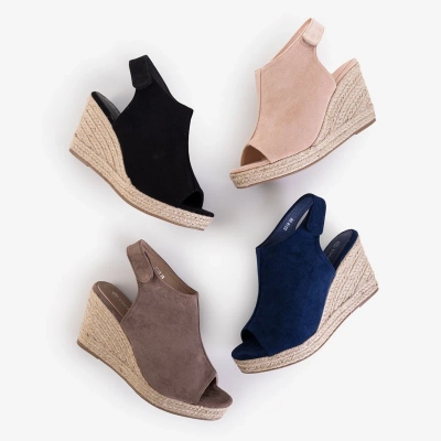 OUTLET Sandale cu toc negru din piele ecologică Irenea - Încălțăminte