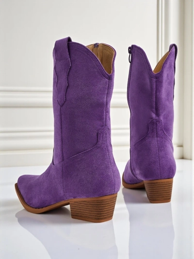 Botine cowboy de damă din piele ecologică întoarsă SpireHush