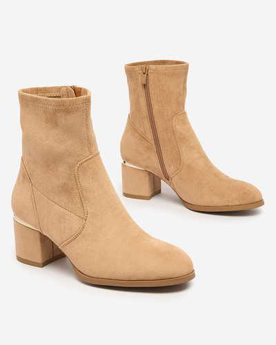 Royalfashion Cizme cu tocuri joase maro deschis pentru femei Rejerra