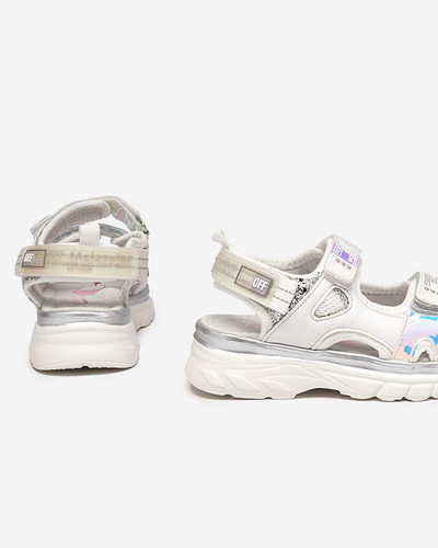 OUTLET Sandale copii albe si argintii cu insertii colorate Murino - Pantofi