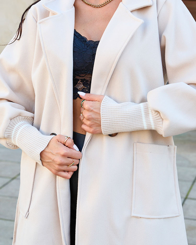 Royalfashion Palton de damă de culoare crem