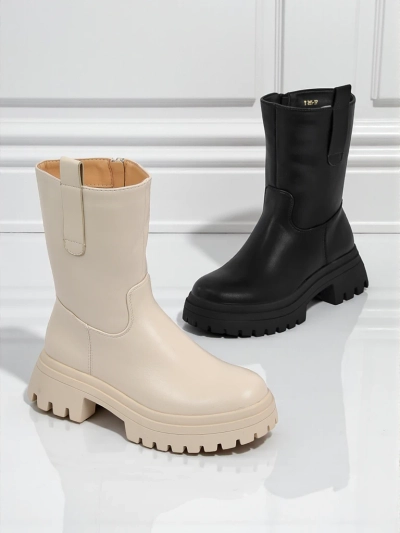 Wyższe botki damskie ze skóry ekologicznej Scarlet Mist