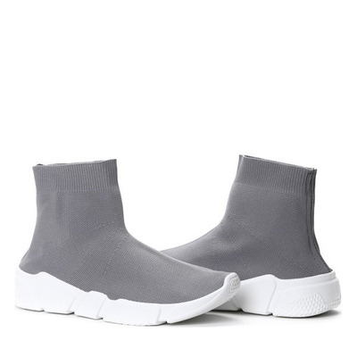 Szare obuwie z tekstylną cholewką- Obuwie