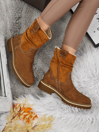 Botine înalte de damă din piele ecologică întoarsă Liora