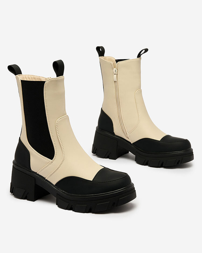 Royalfashion Cizme cu toc plat Bevta bej mat de damă