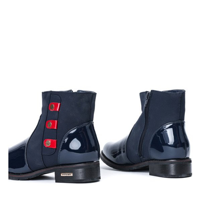 Granatowe botki z suwakiem i dżetami Facedilla - Obuwie