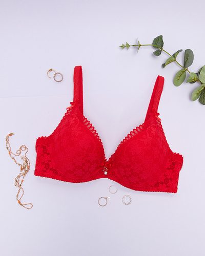 Sutien de dama rosu cu dantela - Lenjerie intima