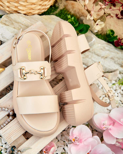 Royalfashion Sandale cu platformă din piele ecologică pentru femei Avemil
