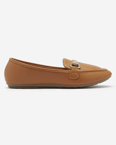 Mocasini de damă cu ornament de culoare camel Sonana- Footwear