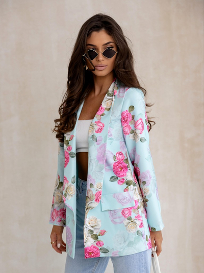 Royalfashion Sacou damă fără închidere cu flori de trandafir