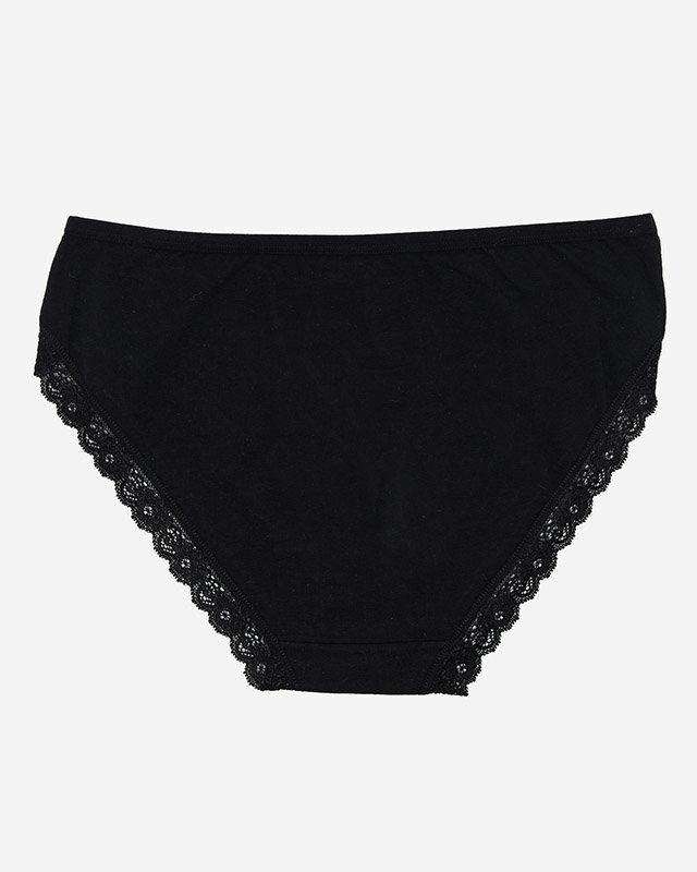 Chiloți de damă negri din bumbac cu dantelă - Lenjerie intimă