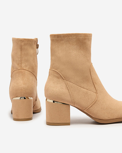 Royalfashion Cizme cu tocuri joase maro deschis pentru femei Rejerra