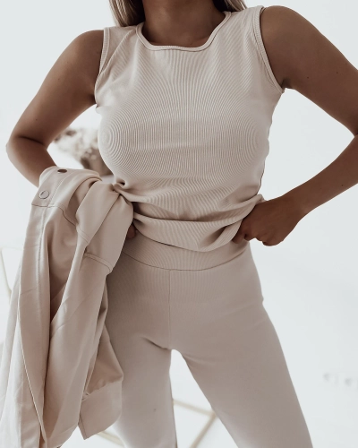 Royalfashion Set casual de damă din 3 piese Cream