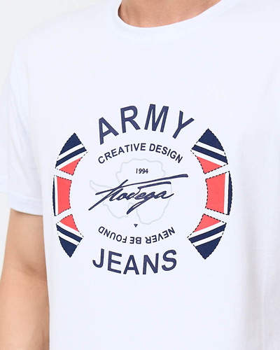 Tricou cu imprimeu alb pentru bărbați - Îmbrăcăminte