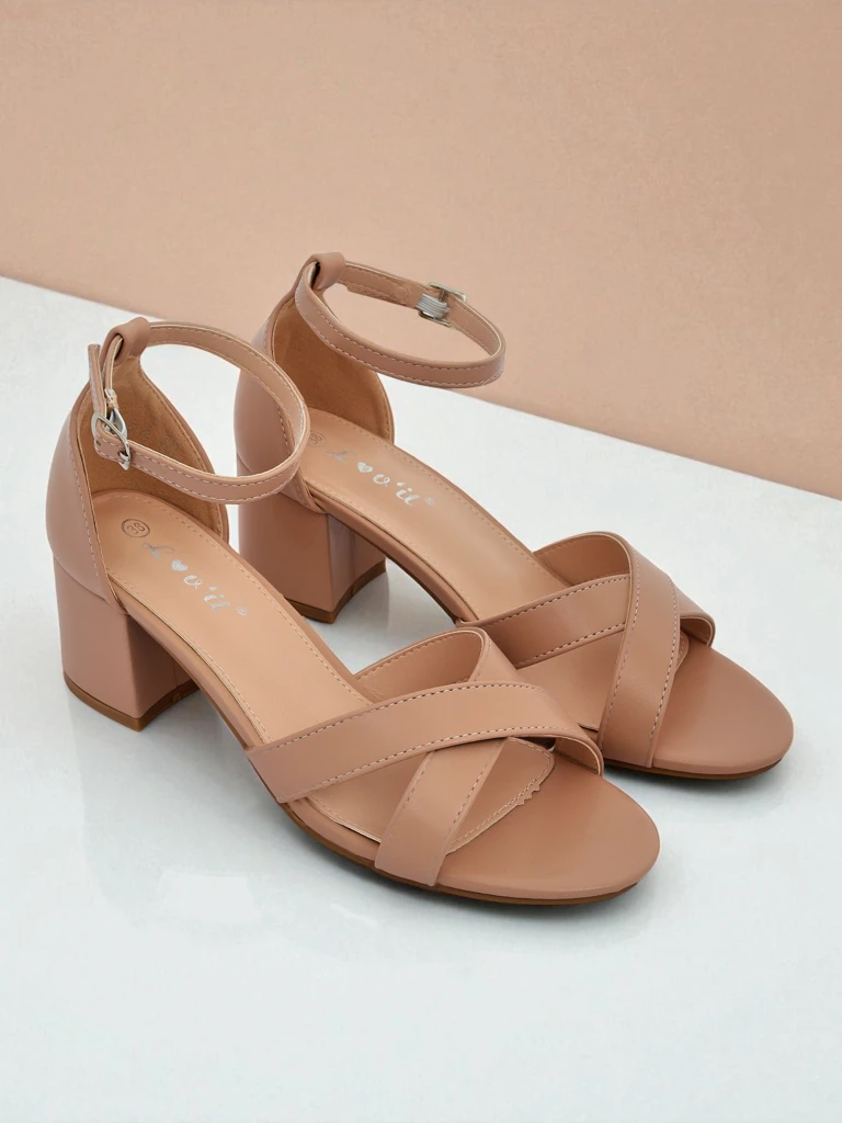 Royalfashion Sandale de damă cu toc gros jos Eleganza Strap