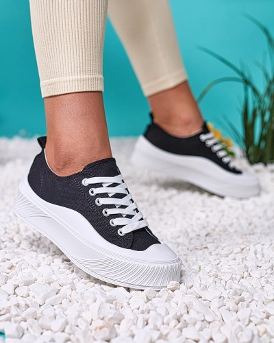 Royalfashion Adidași sport negri pe platformă Luceri