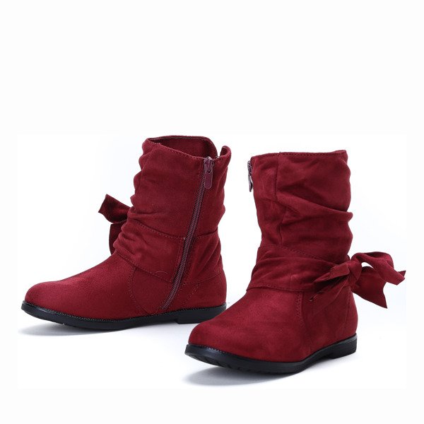 Dziewczęce bordowe botki z kokardką Kassie - Obuwie
