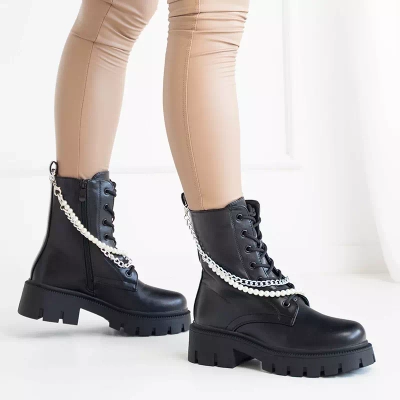 OUTLET Genti dama negre cu lant si perle Agsiva - Incaltaminte